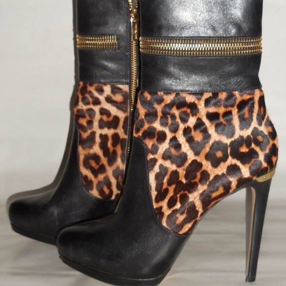 Michael Kors Black, Gold and Animal Print Bootie - Picture 6 of 15